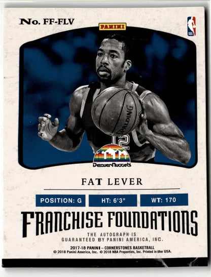 Fat Lever basketball card from 2017-18 Cornerstones Fat Lever Franchise Foundations Silver