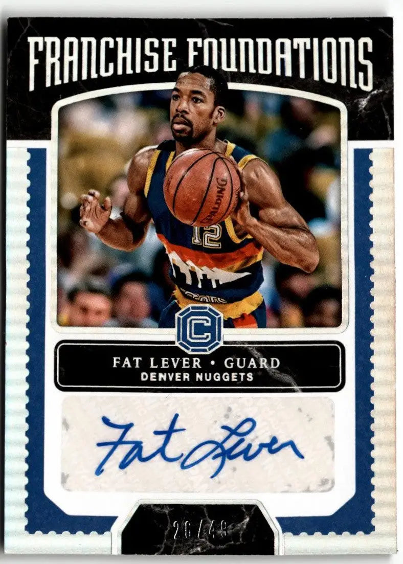 Fat Lever autographed basketball card from 2017-18 Cornerstones Fat Lever franchise foundations series