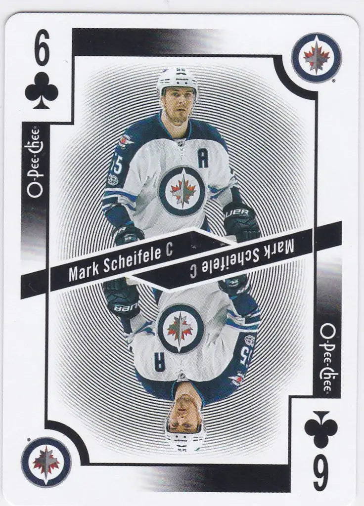 Hockey trading card of Winnipeg Jets player Mark Scheifele in jersey number 55