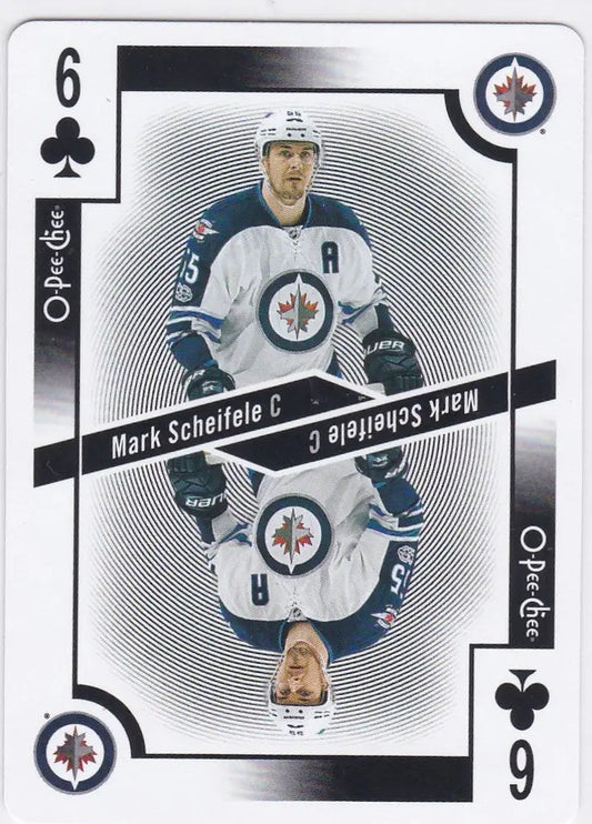 Hockey trading card of Winnipeg Jets player Mark Scheifele in jersey number 55