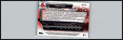 Baseball card back featuring Tanner Houck Chrome from 2017 Bowman Draft Boston Red Sox
