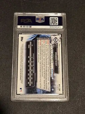 Graded Brendan Mckay baseball card from Bowman Draft BDC100 with white jersey, PSA 9