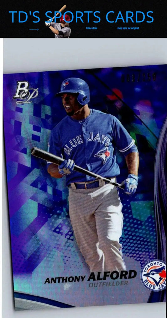 Anthony Alford baseball card from Bowman Platinum Prospects Purple series