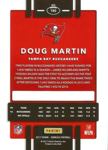 Doug Martin football card 2017 Donruss #195 NM-MT Buccaneers with original gloss finish