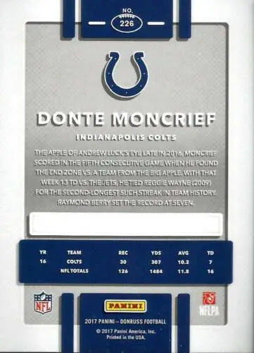 2017 Donruss #226 Donte Moncrief NM-MT Colts football card with original gloss finish