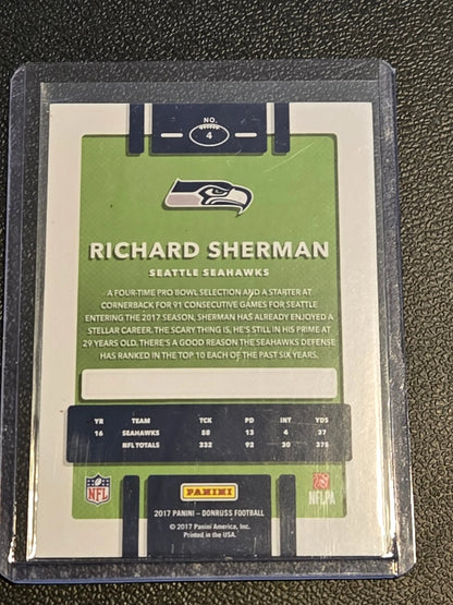 2017 Donruss Richard Sherman football card showcasing NFL cornerback talent