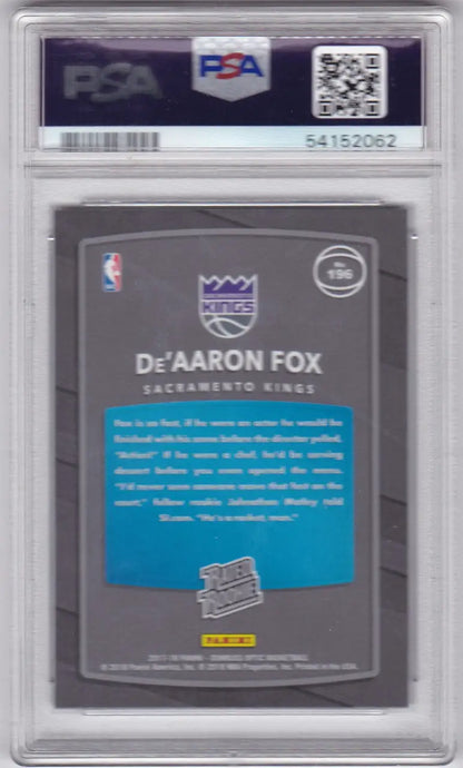 PSA-graded De’Aaron Fox basketball card in 2017 DONRUSS OPTIC PSA 9 series