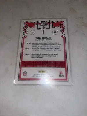 Tom Brady football card from 2017 Donruss Tom Brady series for collectors