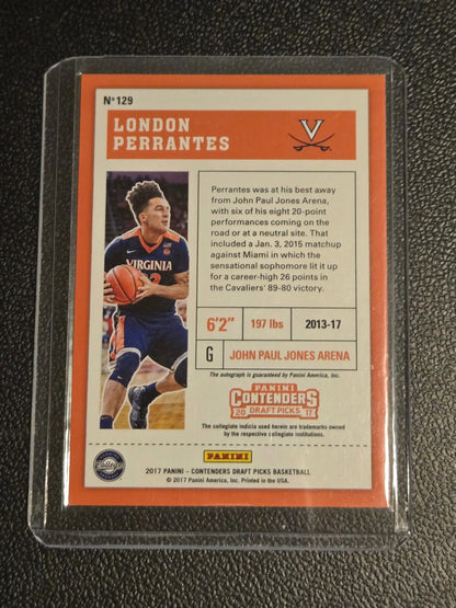 London Perrantes basketball card in protective sleeve from Panini Contenders Draft Picks