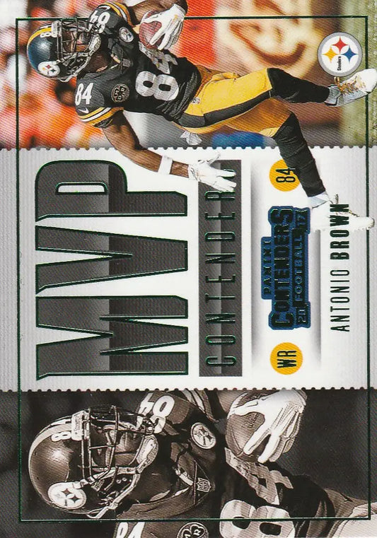 Antonio Brown 2017 Panini Contenders Green MVP football card featuring the Steelers