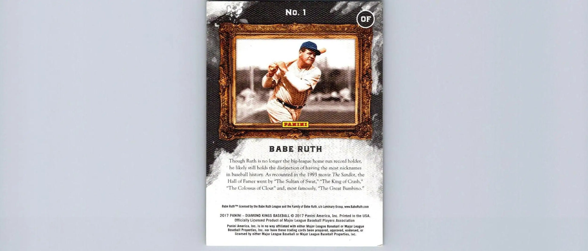 Babe Ruth baseball card from 2017 Panini Diamond Kings #1 collectible series