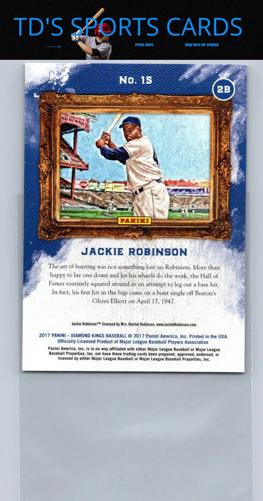 Jackie Robinson baseball card from 2017 Panini Diamond Kings series