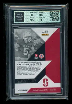 Graded Christian McCaffrey football card from Panini Elite Draft Picks 2017 Draft Picks Christian series