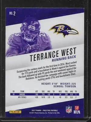 Terrance West football card 2017 Panini Prestige original gloss NM-MT Ravens for sale