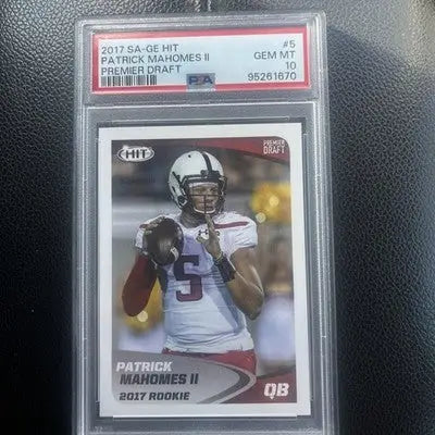 2017 SA-GE Hit Premier Draft Patrick Mahomes II Rookie RC Card #5 Graded PSA 10