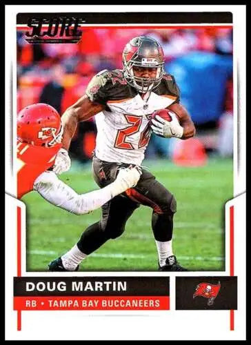 Football trading card of Doug Martin in action, featuring original gloss and Buccaneers logo