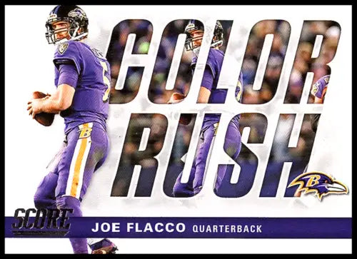 Joe Flacco 2017 Score Color Rush football card with original gloss for Ravens fans