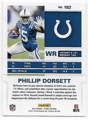 Phillip Dorsett football card from 2017 Score Scorecard in original gloss condition