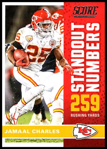 2017 Score Standout Numbers #1 Jamaal Charles NM-MT Chiefs original gloss football card