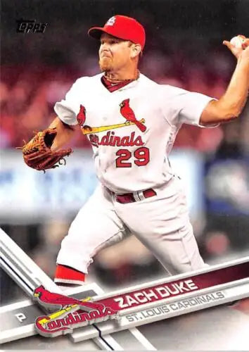 2017 Topps #307 Zach Duke baseball card with original gloss, Cardinals player