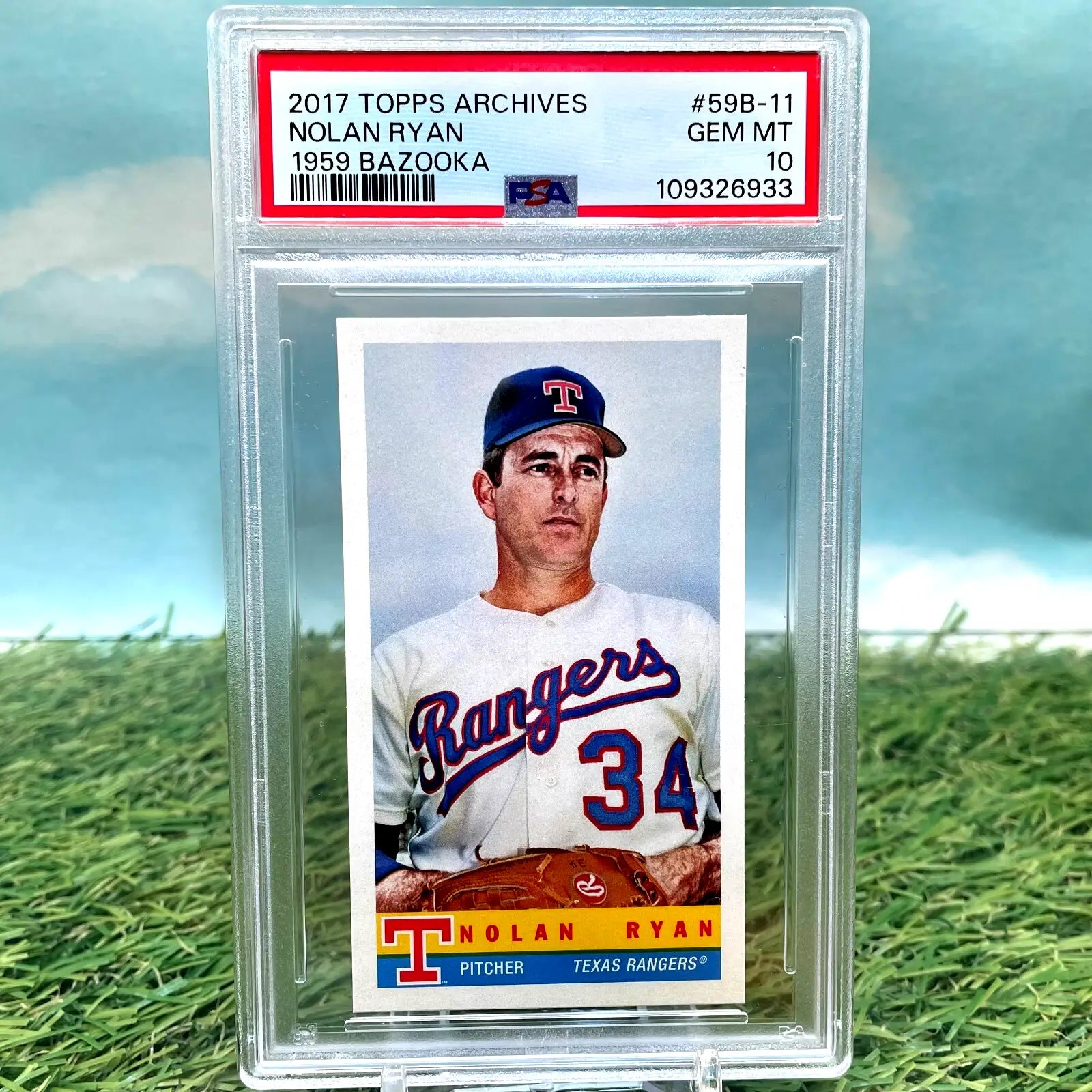 Graded Nolan Ryan baseball card from 2017 Topps Archives 1959 Bazooka collection