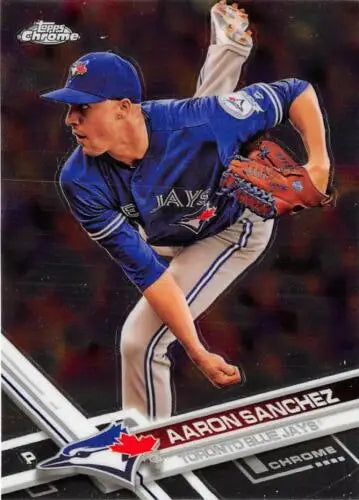 2017 Topps Chrome #44 Aaron Sanchez baseball card with original gloss for collectors