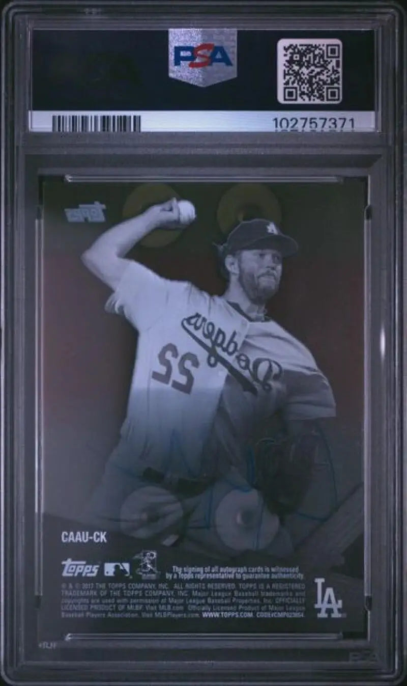 Graded Clayton Kershaw baseball card featuring Los Angeles Dodgers auto PSA 9 Mint