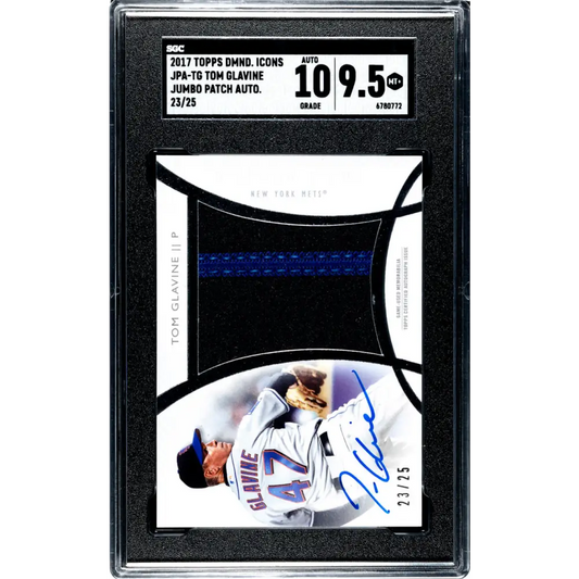 2017 Topps Diamond Icons Jumbo #JPA-TG Tom Glavine SGC 9.5 MINT+ MEM Auto 23/25 New York Mets Baseball Card