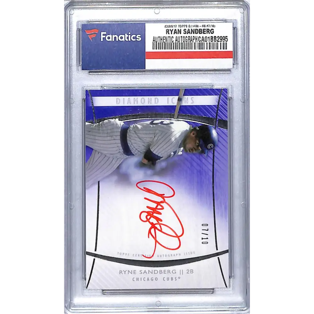 2017 Topps Diamond Icons Red Ink Signatures Purple #RA-RS Ryne Sandberg NM-MT Auto 07/10 Chicago Cubs Baseball Card Image 1