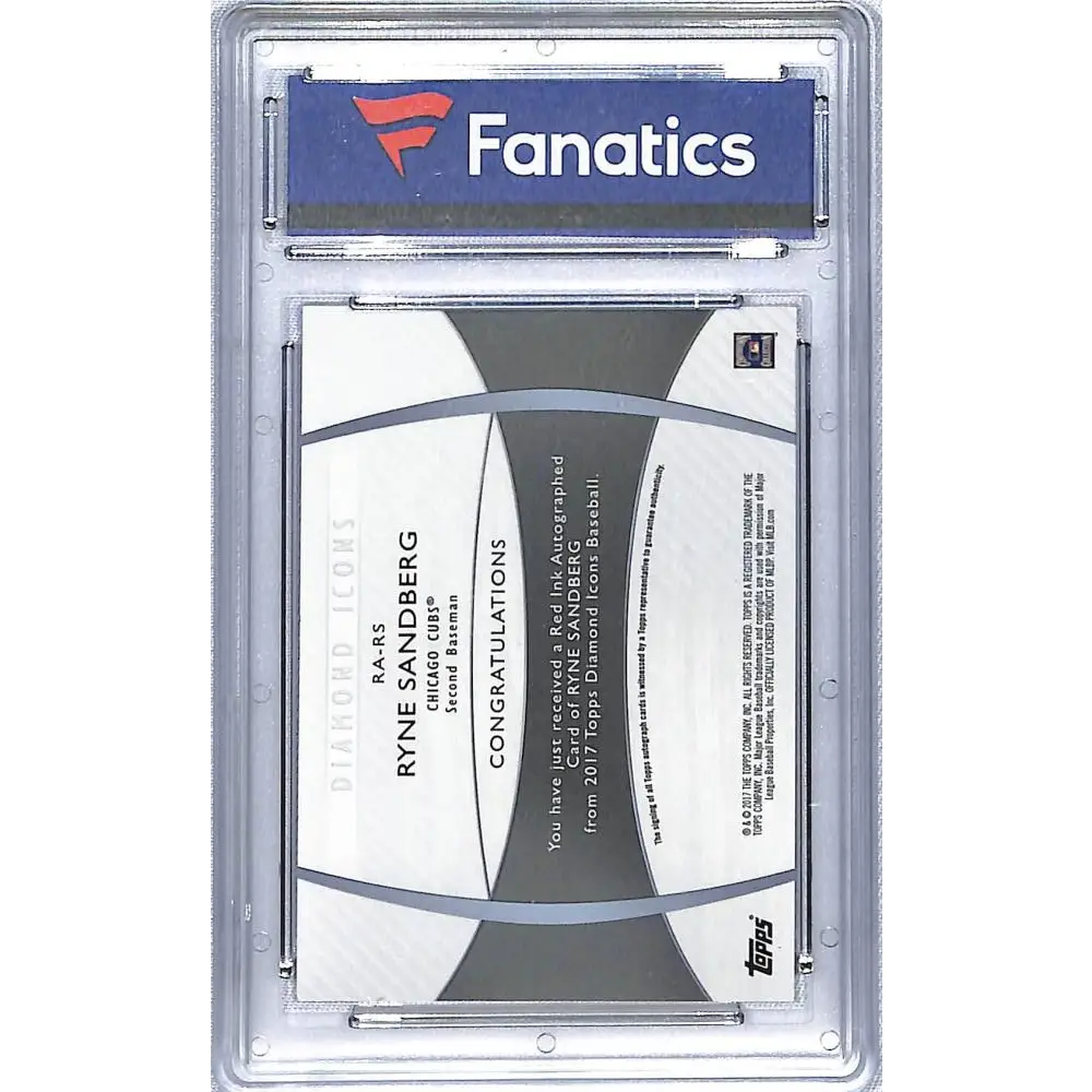 2017 Topps Diamond Icons Red Ink Signatures Purple #RA-RS Ryne Sandberg NM-MT Auto 07/10 Chicago Cubs Baseball Card Image 2