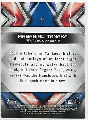 2017 Topps Fire Flame #48 Masahiro Tanaka NM-MT Yankees - Trading Cards