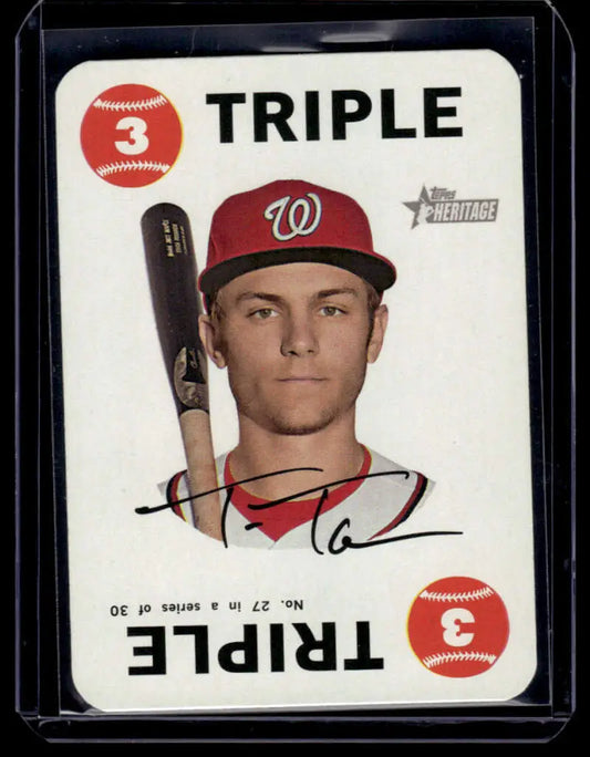 Trea Turner Washington Nationals baseball card with player holding a bat