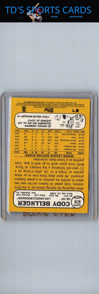 Cody Bellinger rookie card from 2017 Topps Heritage series displaying face and logo