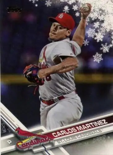 Baseball card featuring Carlos Martinez, Topps Holiday HMW33 with original gloss finish