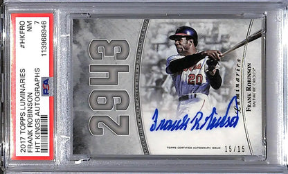 Autographed Frank Robinson baseball card from 2017 Topps Luminaries Hit Kings series