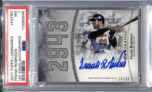 Autographed Frank Robinson baseball card from 2017 Topps Luminaries Hit Kings series