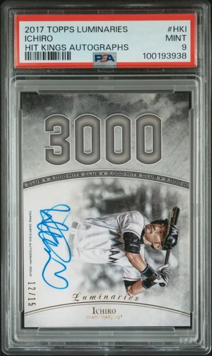 PSA-graded 2017 Topps Luminaries Hit Kings Ichiro auto card for Miami Marlins fans