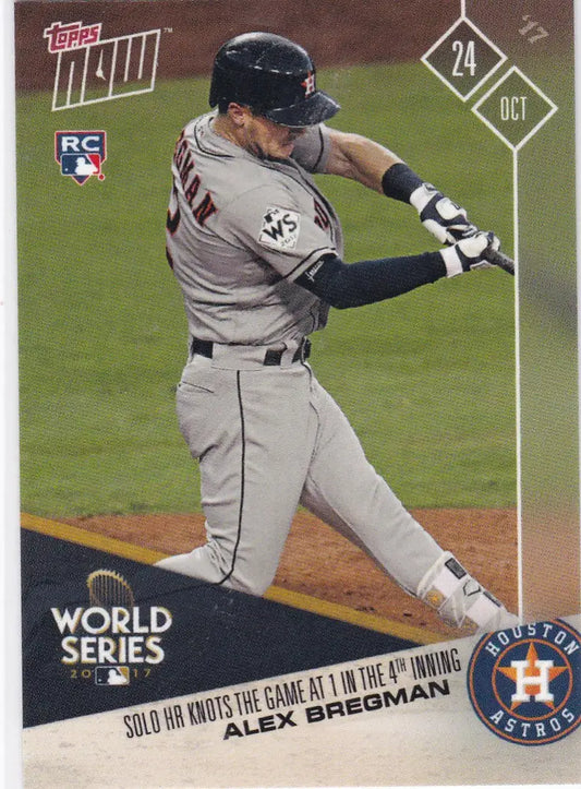 Alex Bregman RC Rookie Card showcasing Houston Astros player batting in World Series