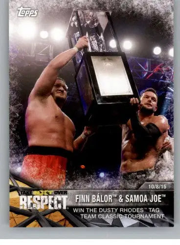 Original gloss of 2017 Topps NXT Finn Balor Samoa Joe wrestling trading card