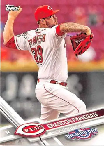 2017 Topps Opening Day #143 Brandon Finnegan NM-MT Reds baseball card with original gloss