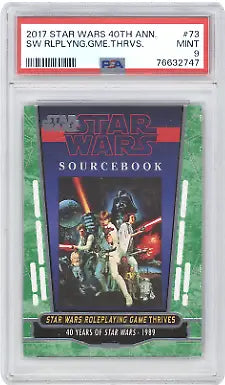 Graded Topps Star Wars 40th Anniversary Trading Card PSA 9 #73 featuring thrilling imagery