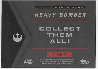 2017 Topps Star Wars Journey trading card featuring Heavy Bombe with original gloss