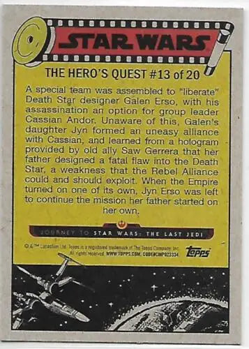 Topps Star Wars Journey card featuring original gloss, Silver Starfield #63