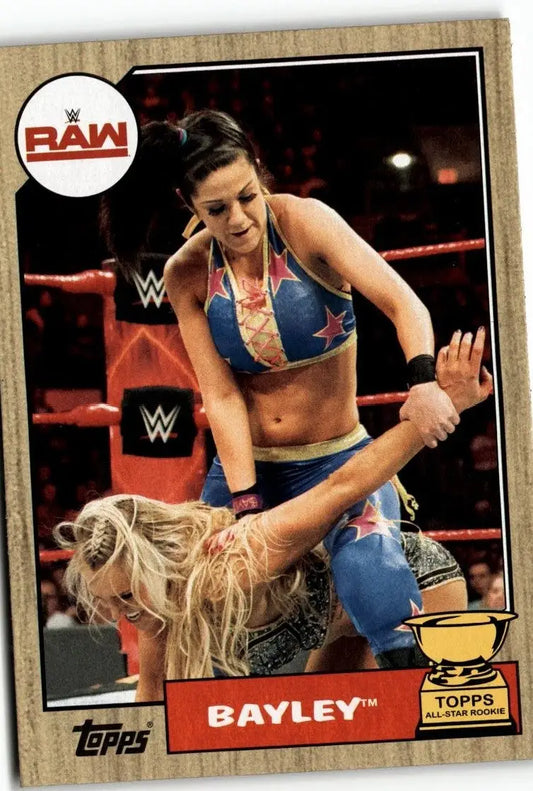 Bayley wrestling card from 2017 Topps WWE Heritage series showcasing WWE heritage memorabilia