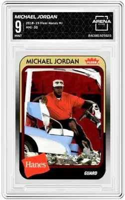 2018-19 Fleer Hanes MJ Michael Jordan trading card in red Basketball Arena Club edition