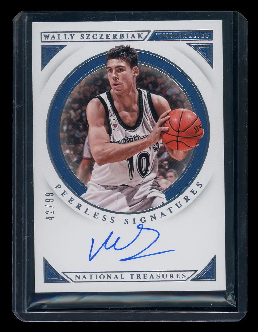 Autographed Wally Szczerbiak basketball trading card from Panini National Treasures Peerless series