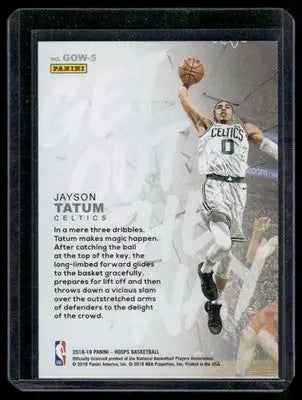 Basketball trading card featuring Jayson Tatum of the Boston Celtics from Panini NBA Hoops