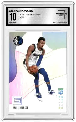 Graded Panini Status Jalen Brunson basketball card from 2018-19 Panini Status Arena Club