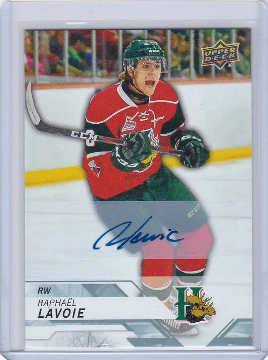 Hockey trading card of Raphael Lavoie Halifax Mooseheads with autograph from Upper Deck CHL Auto