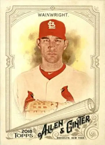 Baseball card of Adam Wainwright from 2018 Allen and Ginter with original gloss